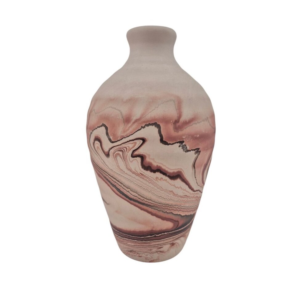 Nemadji Pottery Hand Made Swirl Design Vase Decorative Earth Tones USA Ceramic - Picture 3 of 10